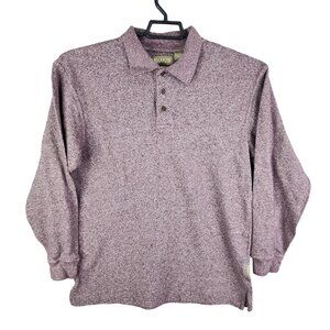 Mens Khakis By Arrow Polo Shirt Long Sleeve Marled Purple 100% Cotton Size M